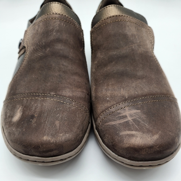 Clarks Leather Cora Poppy Slip On Shoe 8 Wide - Picture 4 of 8